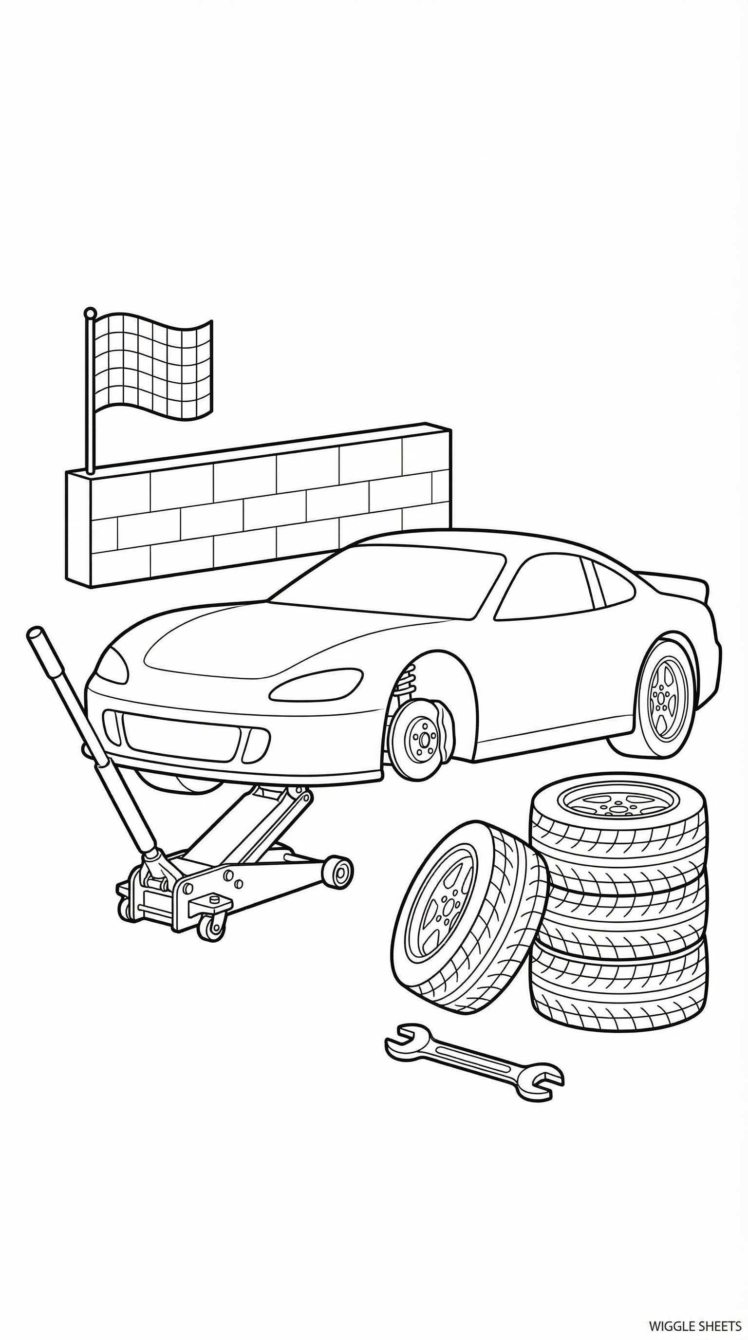 Pit Stop Car Coloring Page